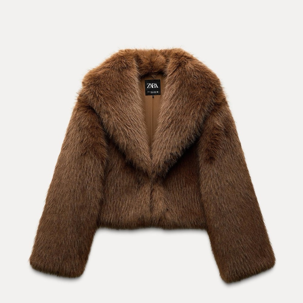 Zara Women's Brown Faux Fur Jacket